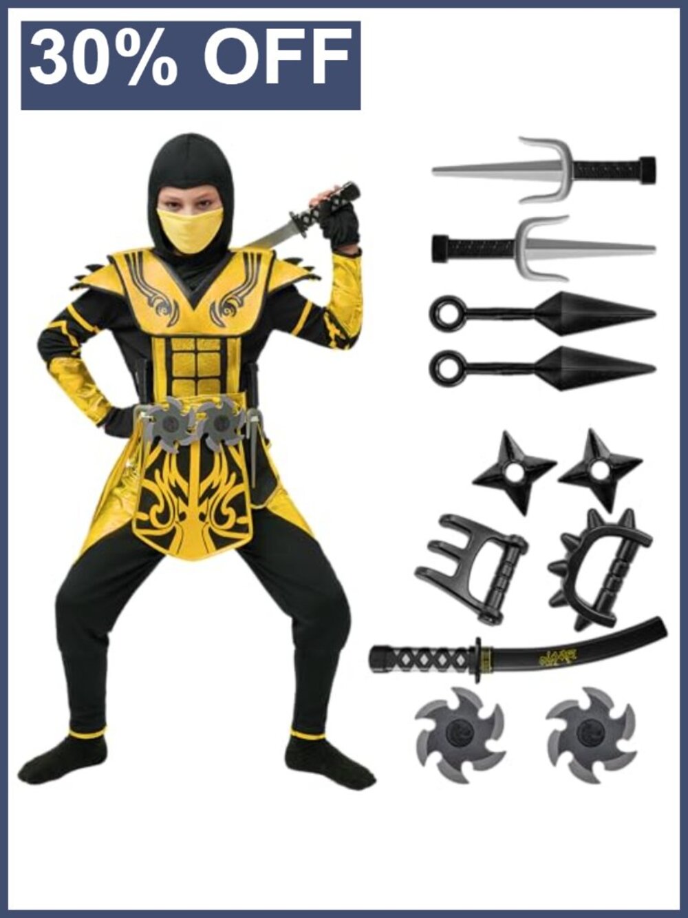 Red Ninja Costume Set with Accessories for Boys Halloween Cosplay